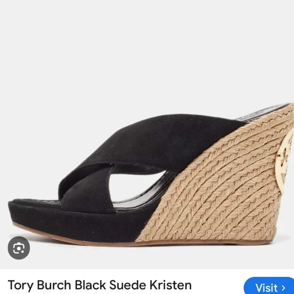 New Tory Burch Size 9. New, No tags. Beautiful black suede gold sign. - Picture 2 of 11